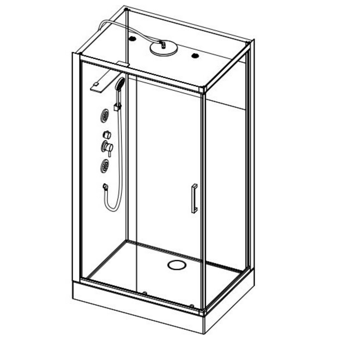 Aurlane Cabine de douche rectangle Hydromassante noire 80x110 cm - MIRROR 2