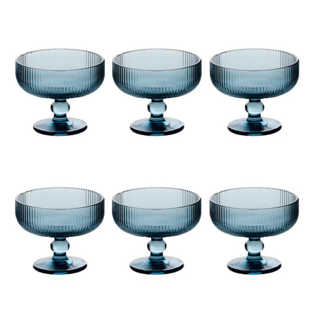 SECRET DE GOURMET Lot de 6 Coupes à Glace Strie  Ema  34cl Bleu