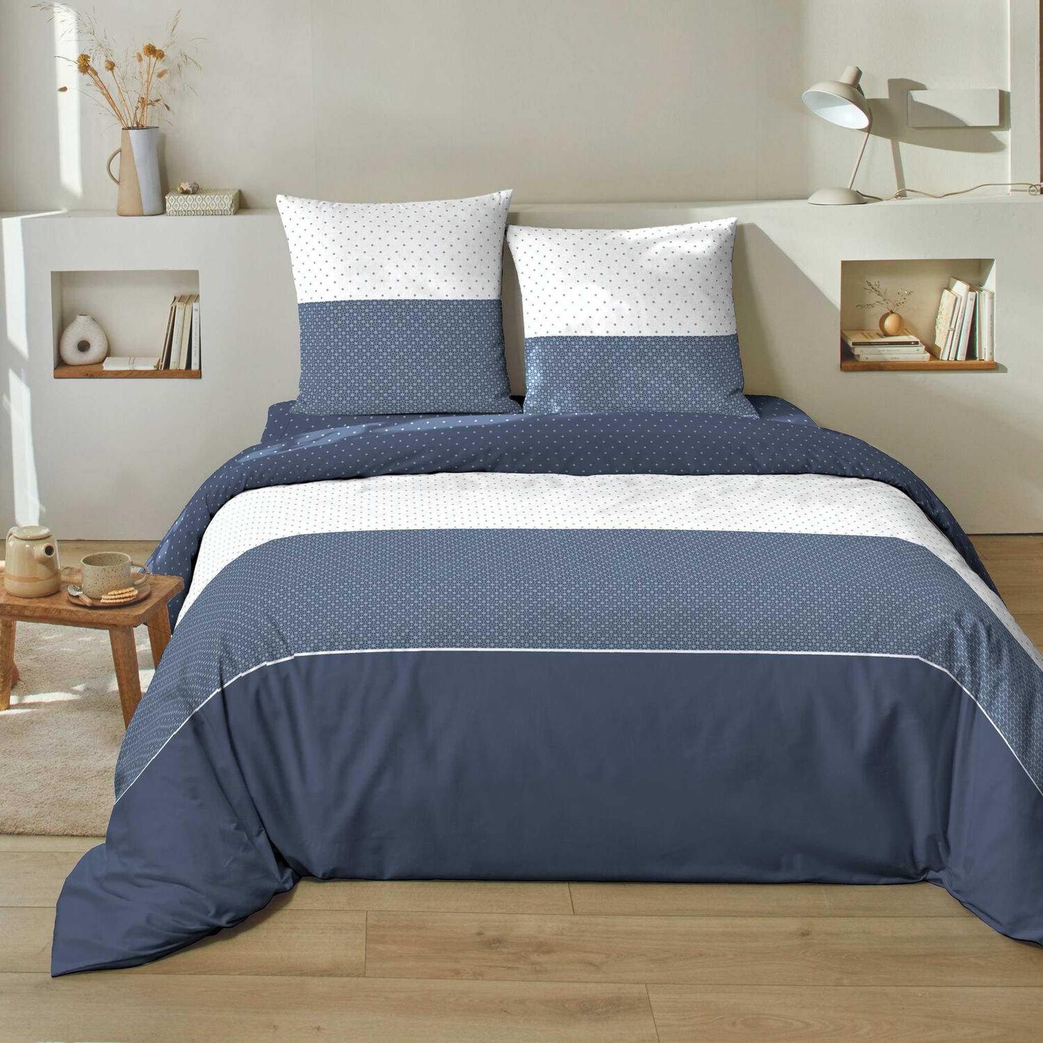 Home collection Parure housse de couette 3 pcs 240x220 cm 100% coton 51 fils cini