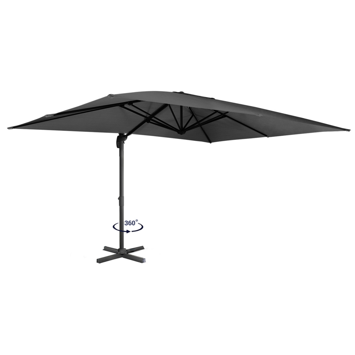 ID MARKET Parasol déporté inclinable rotatif 360 CALVI gris 3x4 M avec housse
