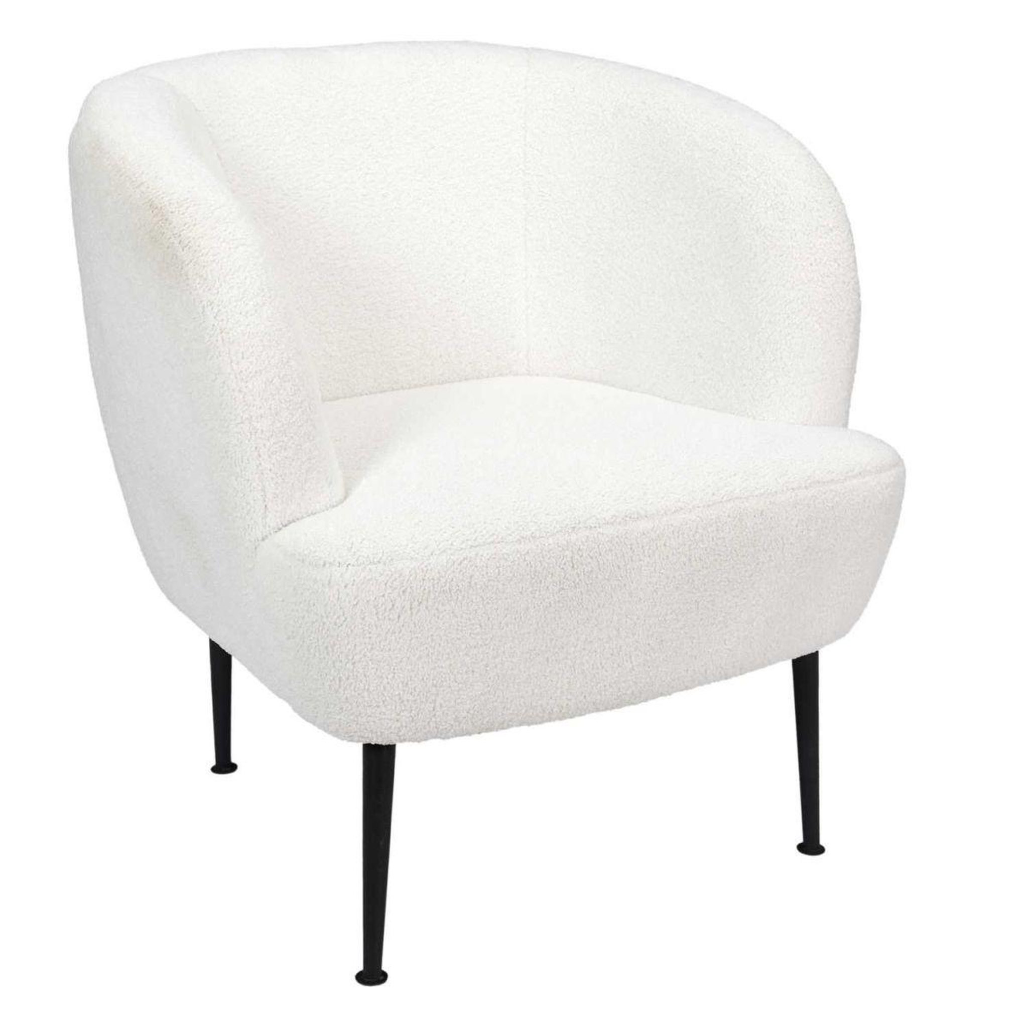 The Home Deco Factory Fauteuil bouclette  kiera  76cm blanc
