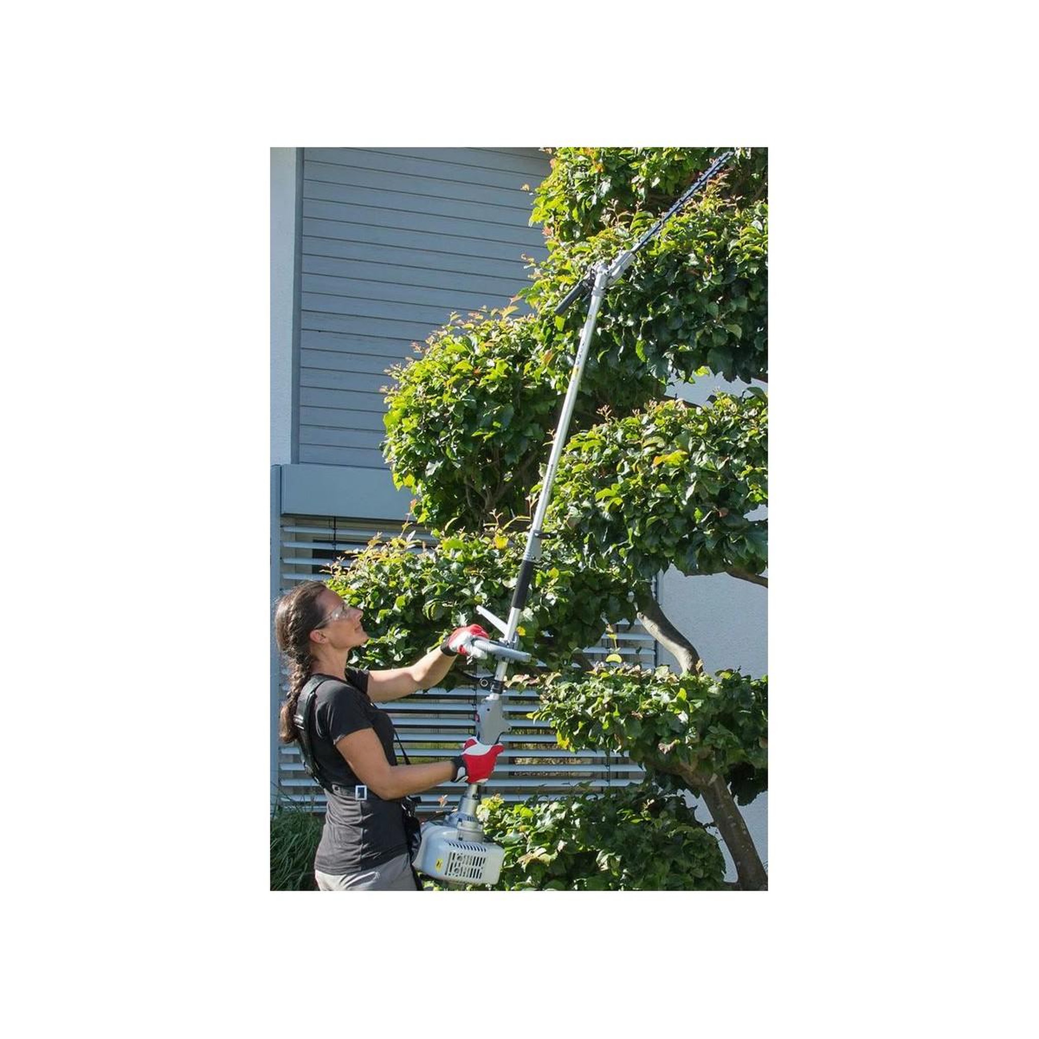Voir la diapositive 4 : Ikra Outils de jardin multifonction thermique 4 en 1 taille haie + élagueuse + débroussailleuse (lame et bobine) ikra