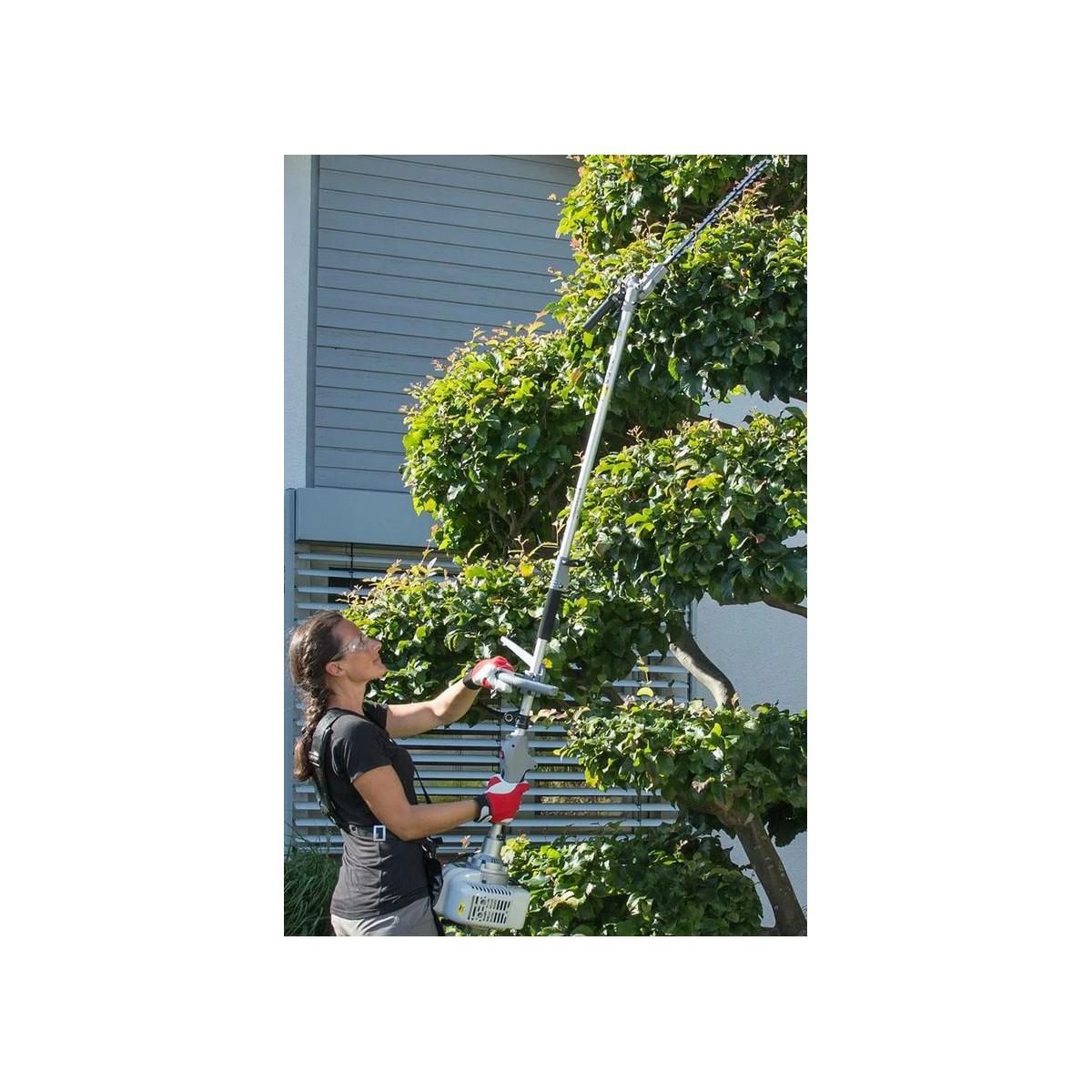 Ikra Outils Multifonction Thermique 4 en 1 Taille haie + Élagueuse + Débroussailleuse (lame et bobine) IKRA