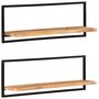 Voir la diapositive 1 : VIDAXL Etageres murales 2 pcs 100x24x35 cm Bois d'acacia et acier