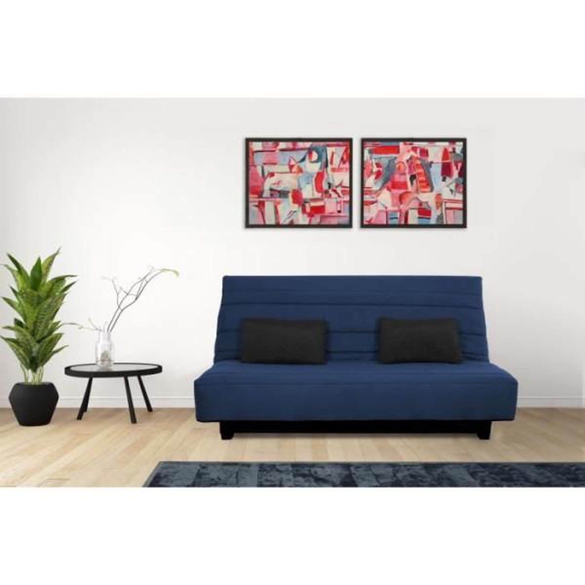 Voir la diapositive 2 : DUNLOPILLO DUNLOPILLO Banquette clic clac 2 places - Marine - ReVEUR