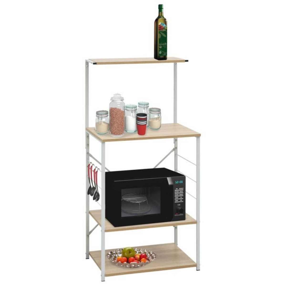 VIDAXL Armoire à micro ondes Blanc et chêne 60x39,6x123 cm