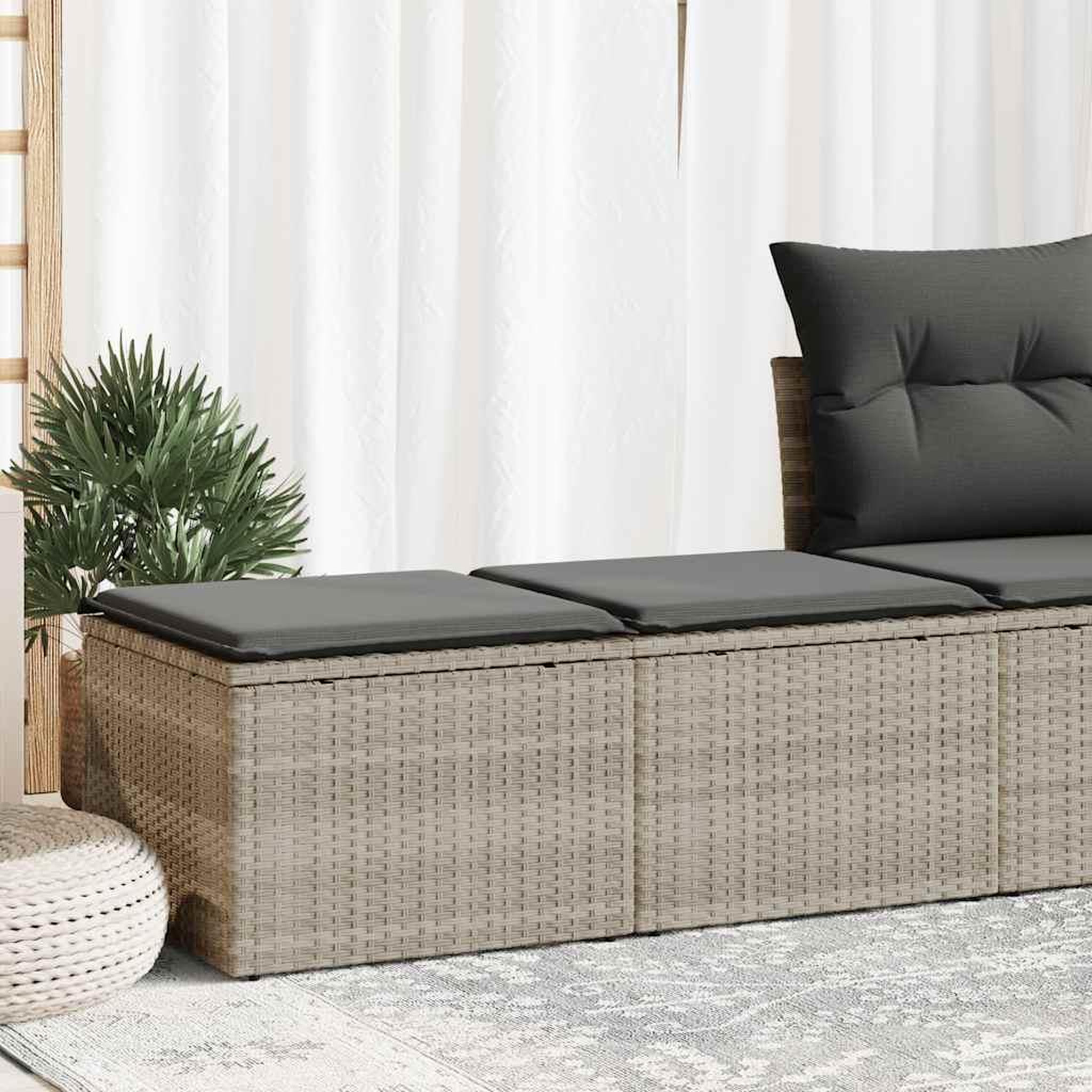 VIDAXL Salon de jardin 2 pcs avec coussins gris clair polyrotin acacia