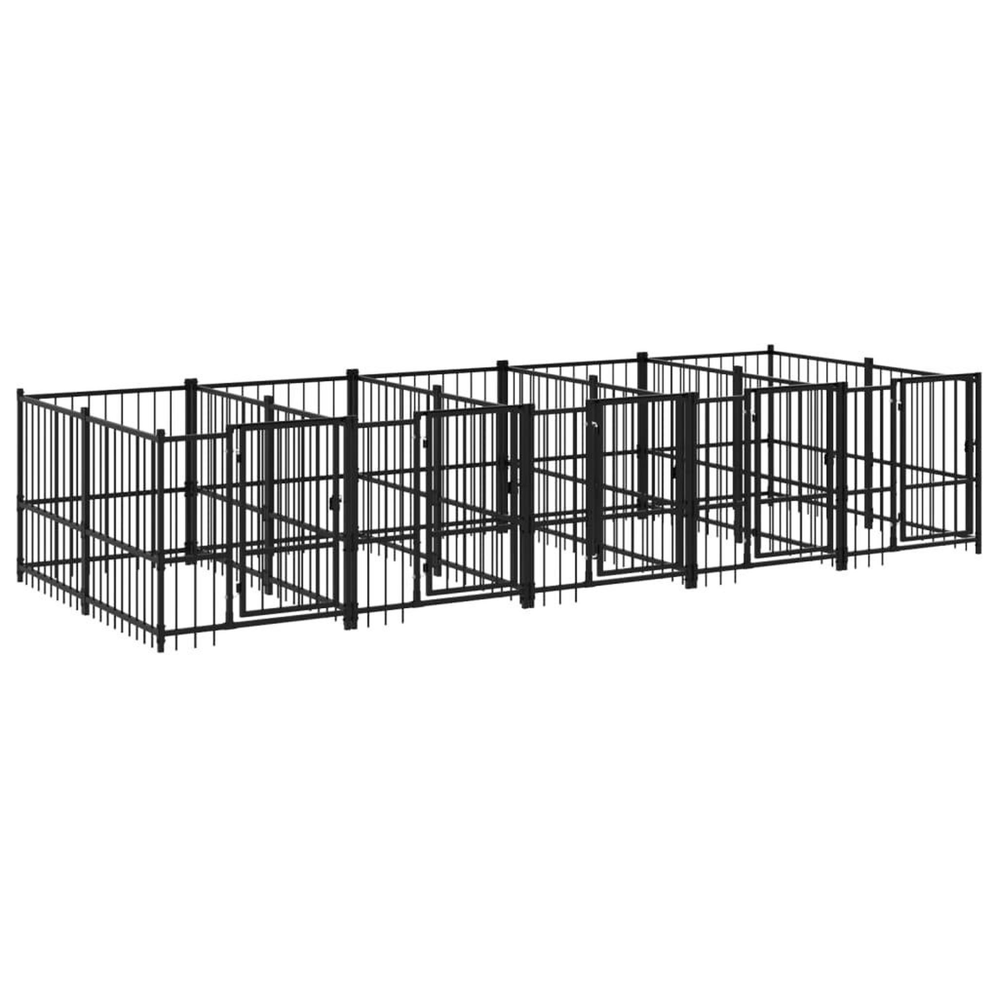Voir la diapositive 2 : VIDAXL Chenil d'exterieur pour chiens Acier 9,38 m²