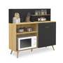 Voir la diapositive 1 : ID MARKET Buffet bas de cuisine 120 CM OLAF plan de travail H.83 cm 1 porte + 1 tiroir façon hêtre et noir