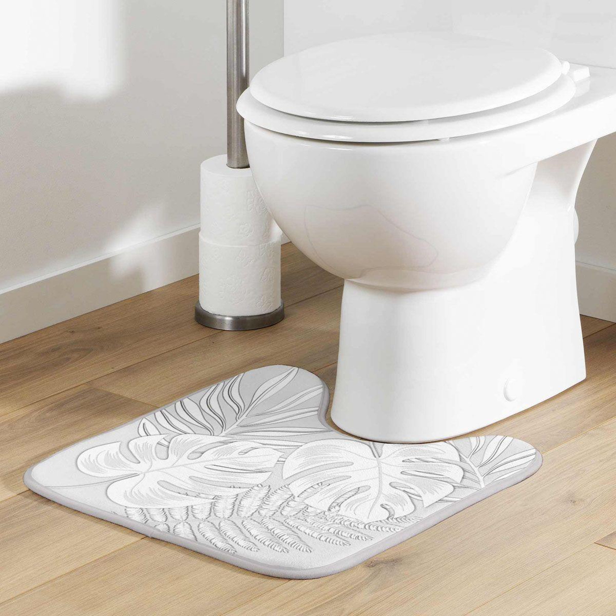 Voir la diapositive 4 : Douceur d'Intérieur Tapis contour wc microfibre  amber  45x45cm gris