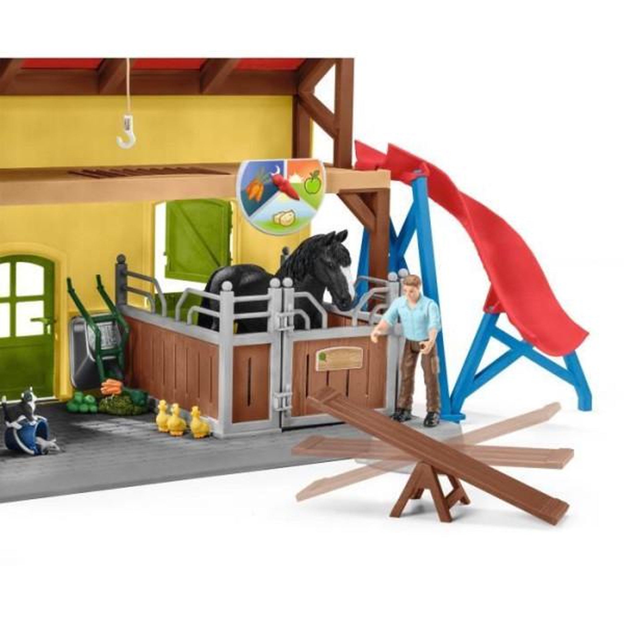 Voir la diapositive 5 : Schleich Écurie avec boxes et animaux, coffret de 82 pieces avec chevaux, Schleich 42485 Farm World, Des 4 ans