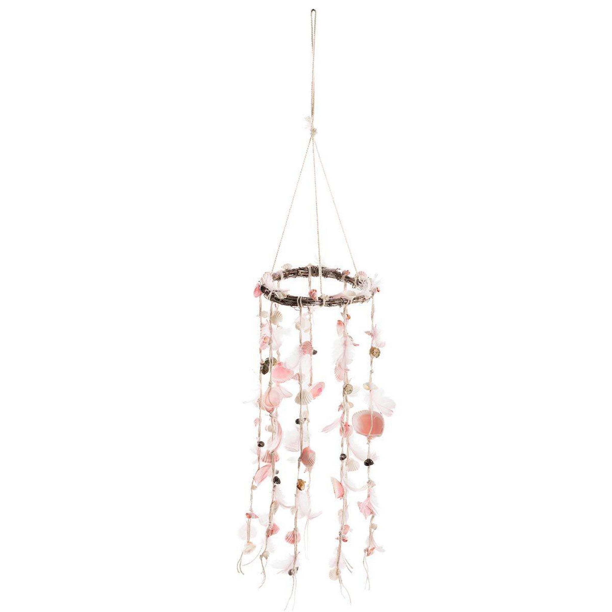 J-LINE Suspension  coquillage & plume  75cm saumon