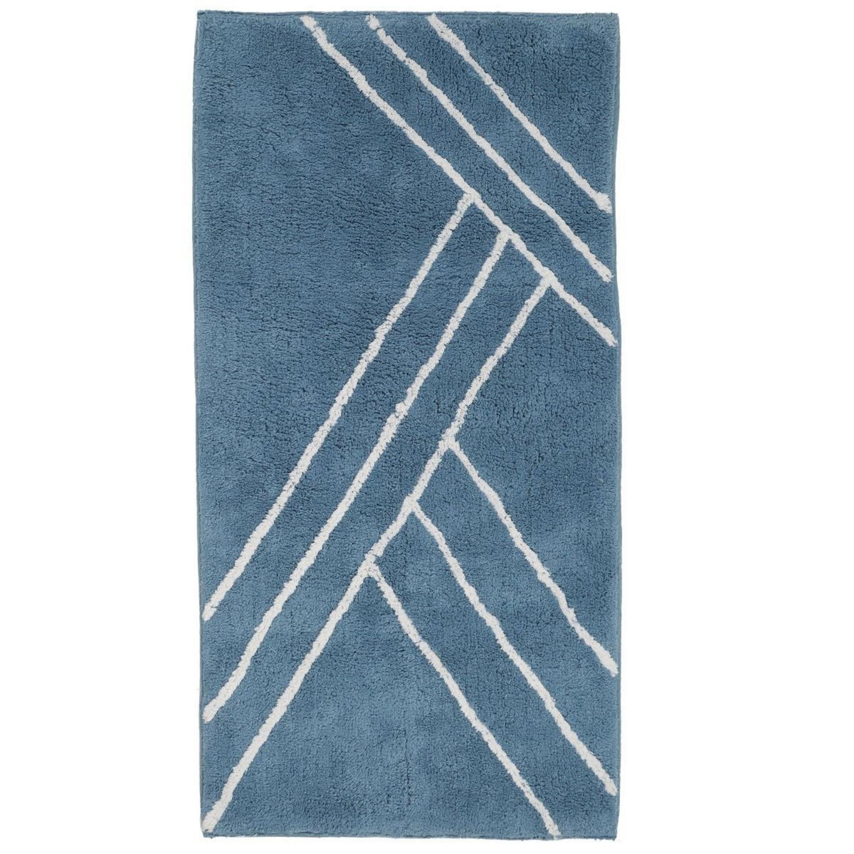 GUY LEVASSEUR Tapis de bain déco géométrique en coton 60x120cm