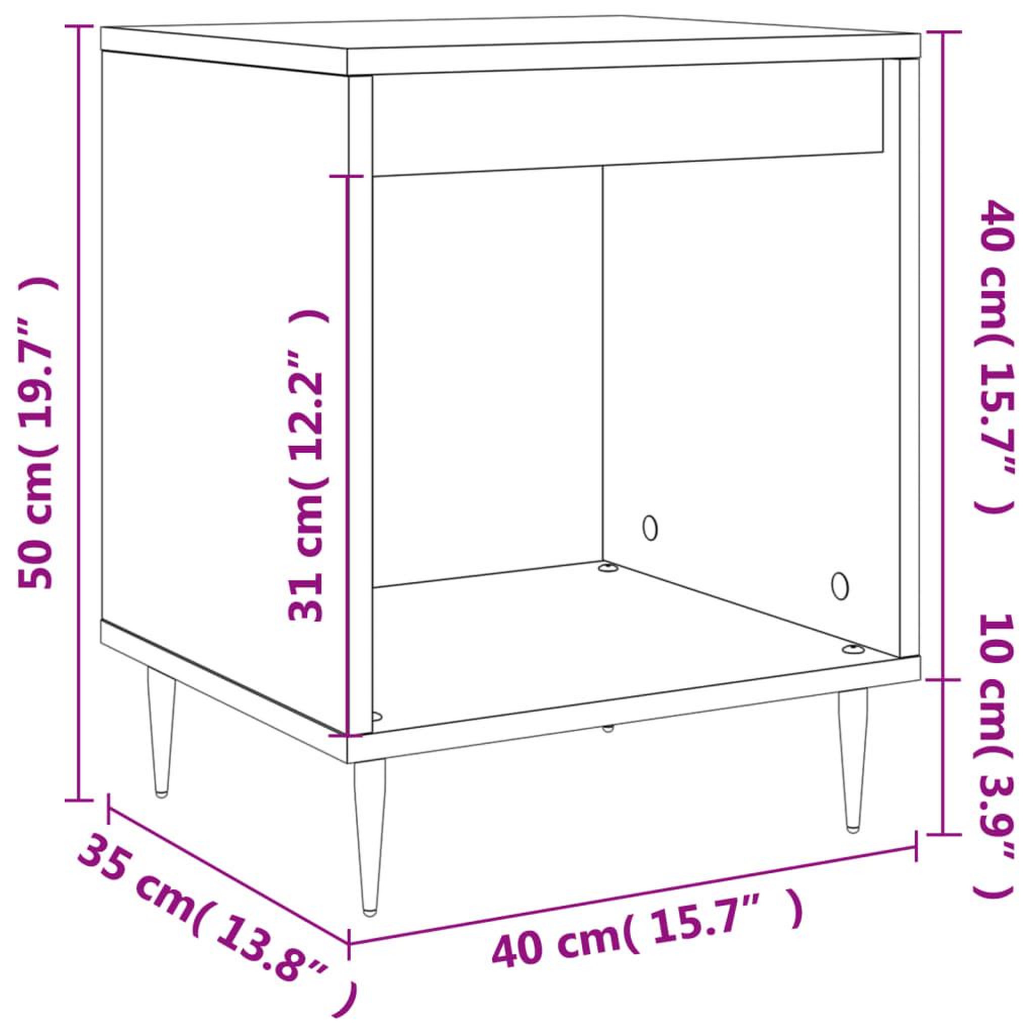 Voir la diapositive 6 : VIDAXL Table de chevet Noir 40x35x50 cm Bois d'ingenierie