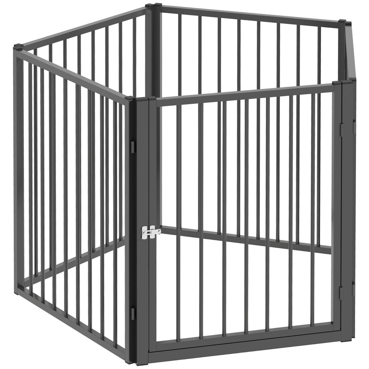 PAWHUT Parc enclos chien modulable pliable - porte verrouillable, 5 panneaux - acier noir