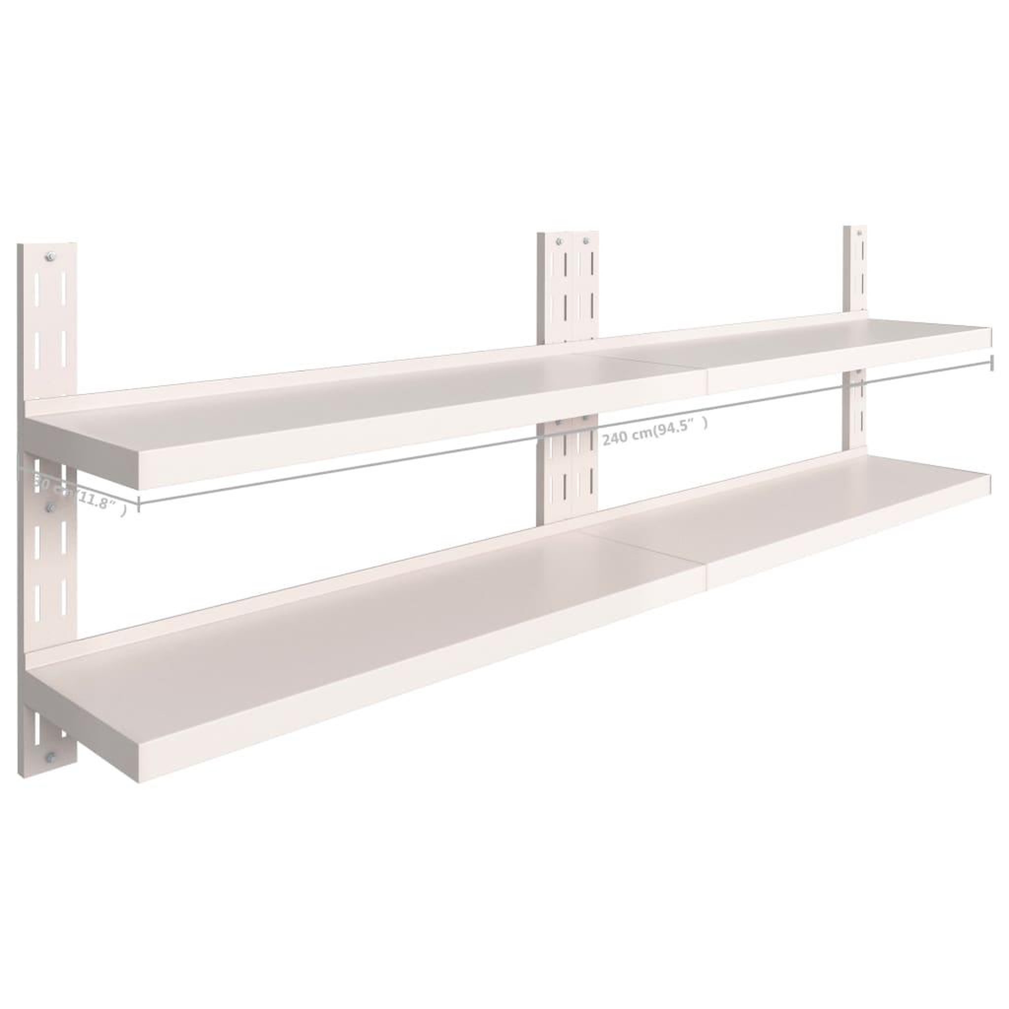 Voir la diapositive 6 : VIDAXL Etageres murales flottantes a 2 niveaux 2 pcs Inox 240x30 cm
