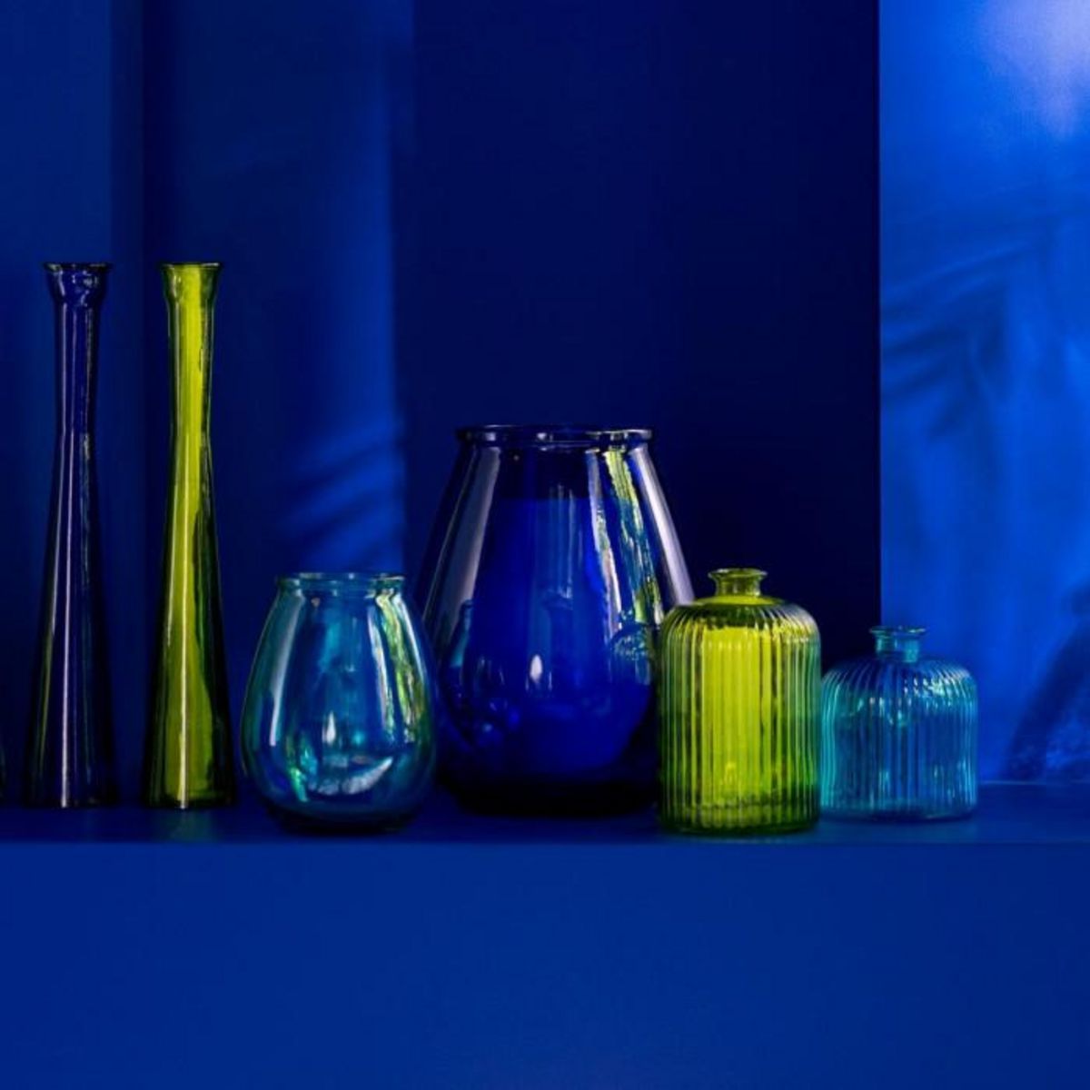 Paris Prix Vase Déco en Verre  Stripe  35cm Bleu