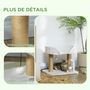 Voir la diapositive 5 : PAWHUT Arbre à chat 2 griffoirs jute naturelle panier jeu 2 boules suspendues avec clochettes peluche blanche