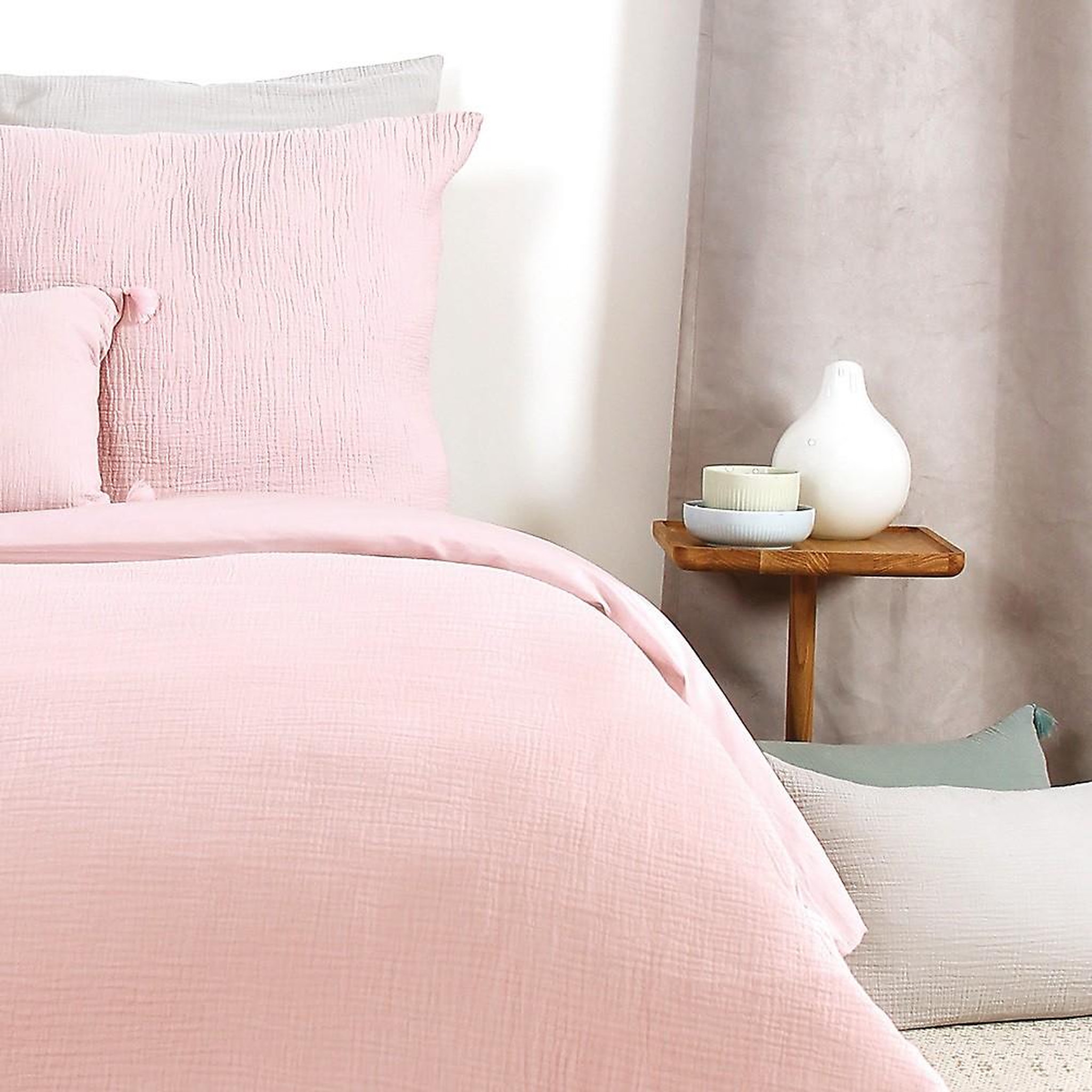 Voir la diapositive 3 : Home collection Parure housse de couette 100% gaze de coton