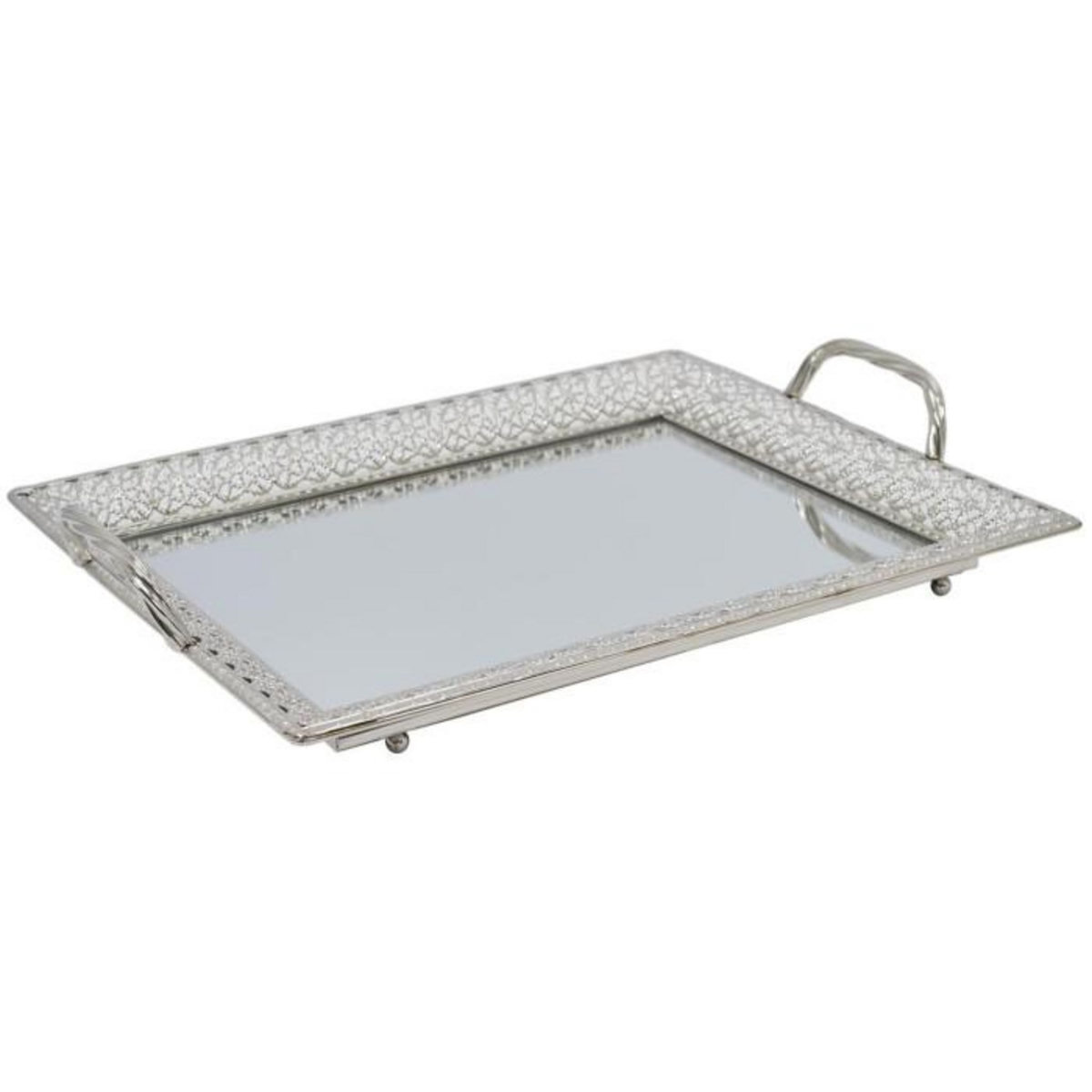 Paris Prix Plateau de Service  Miroir  42cm Argent