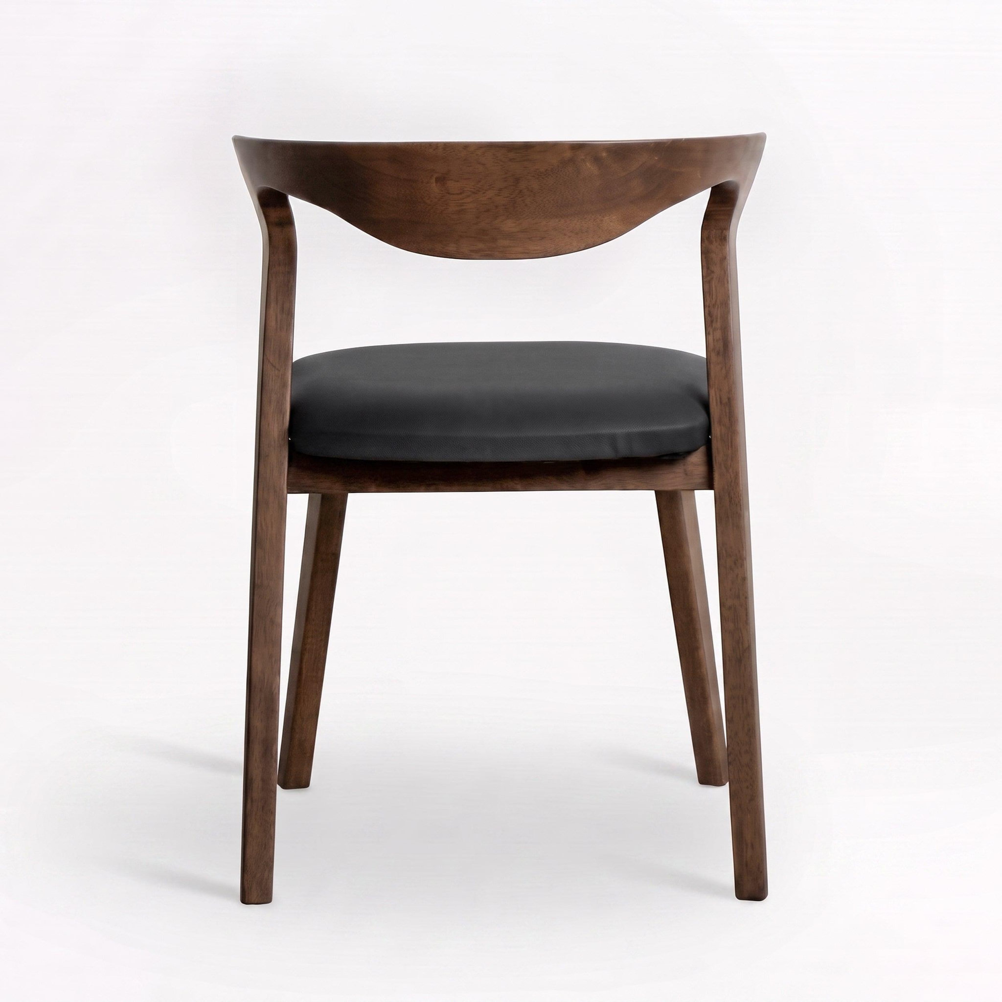 Voir la diapositive 3 : MAISON PAVANE Chaise en bois d'hévéa marron et cuir synthétique noir-Vega