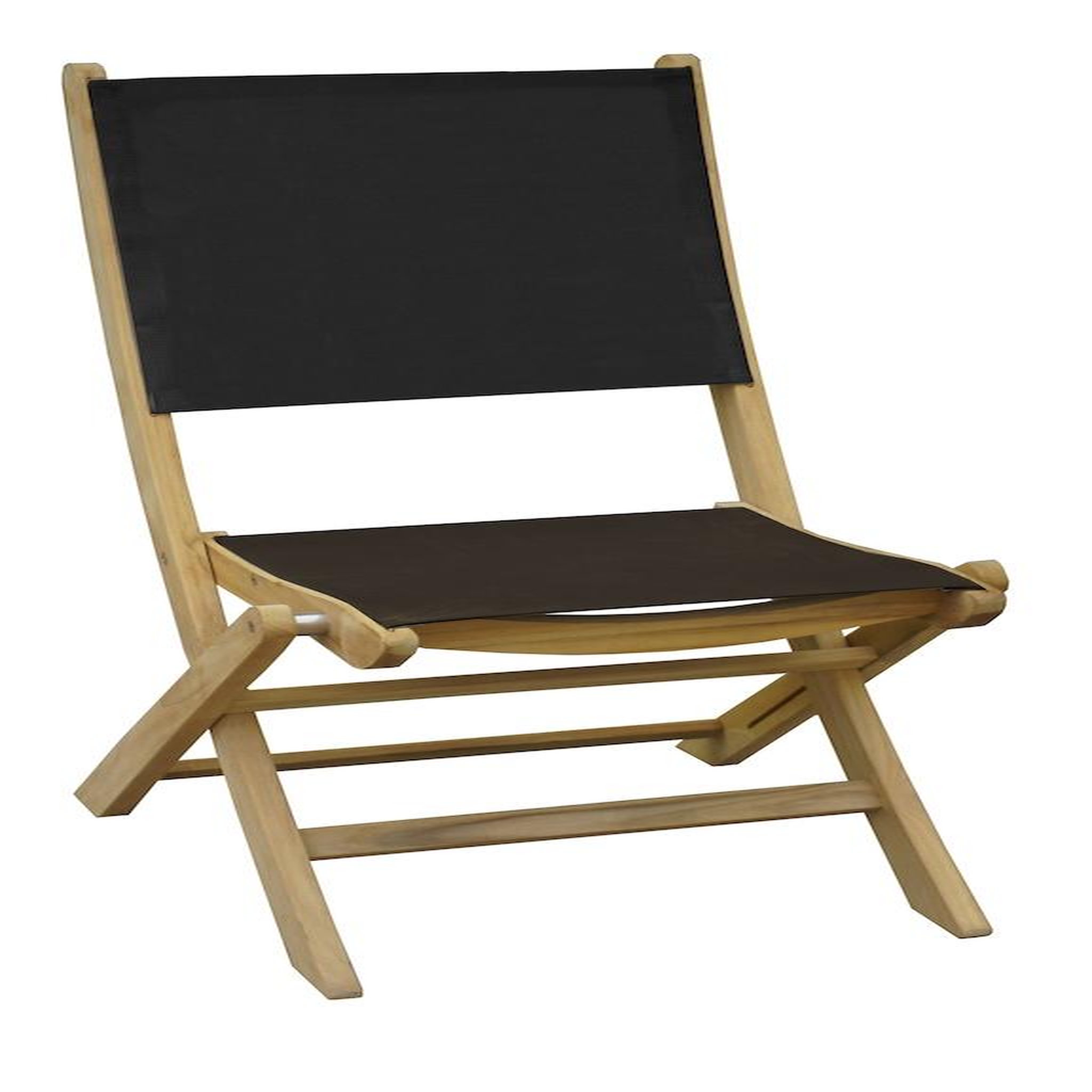 Proloisirs Chaise pliante - NEWTON - Teck FSC 100% - Assise et dossier en TPEP noir