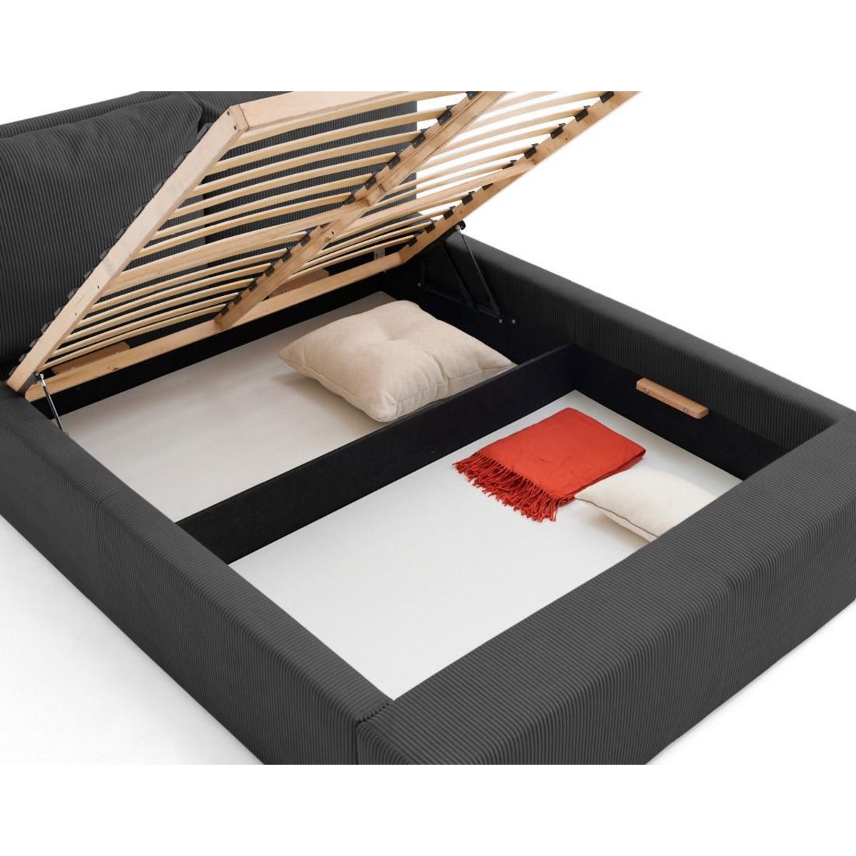 LISA DESIGN Pivoine - lit coffre - 160x200 - en velours côtelé - sommier inclus