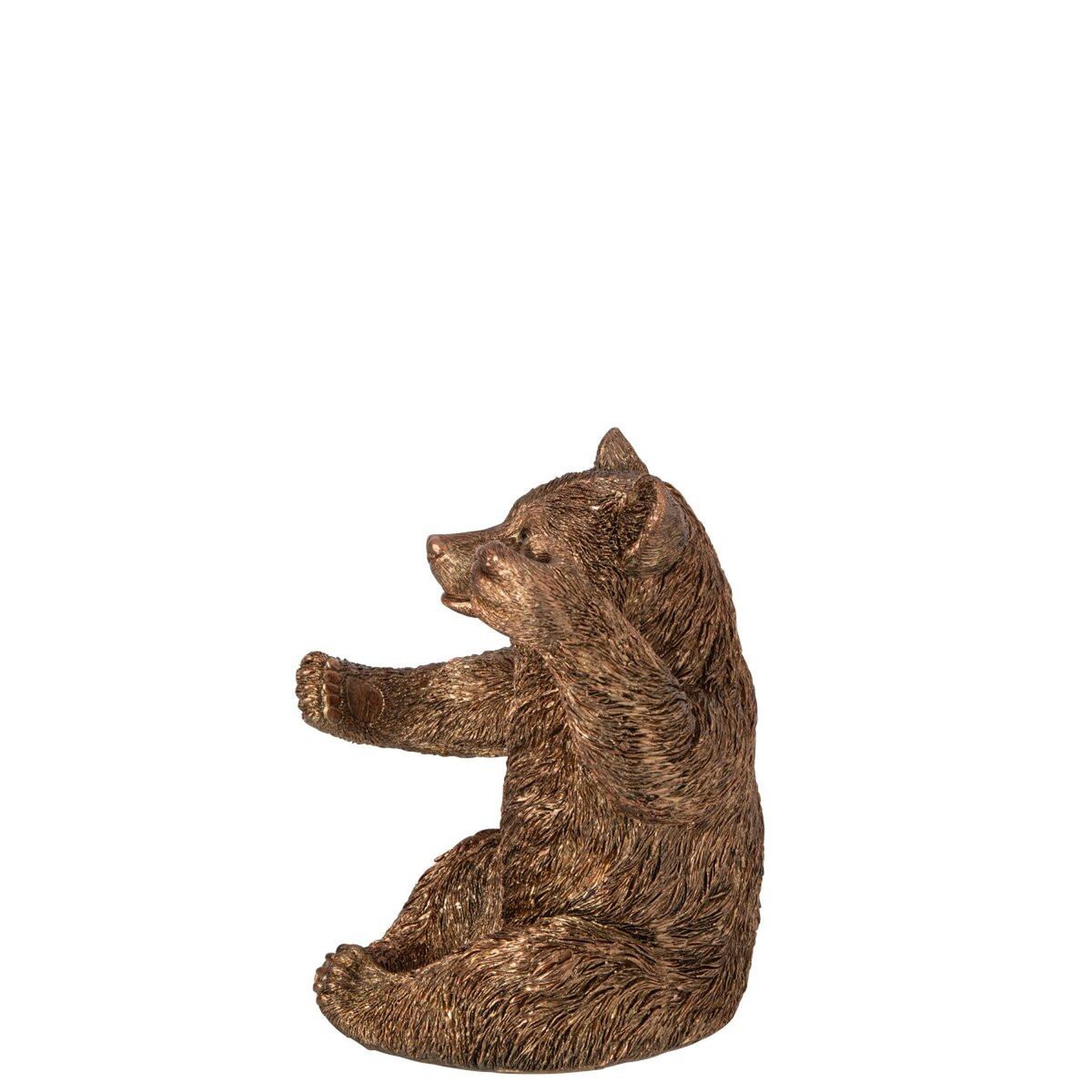Voir la diapositive 2 : J-LINE Statuette ours porte-bouteille  olia  23cm cuivre