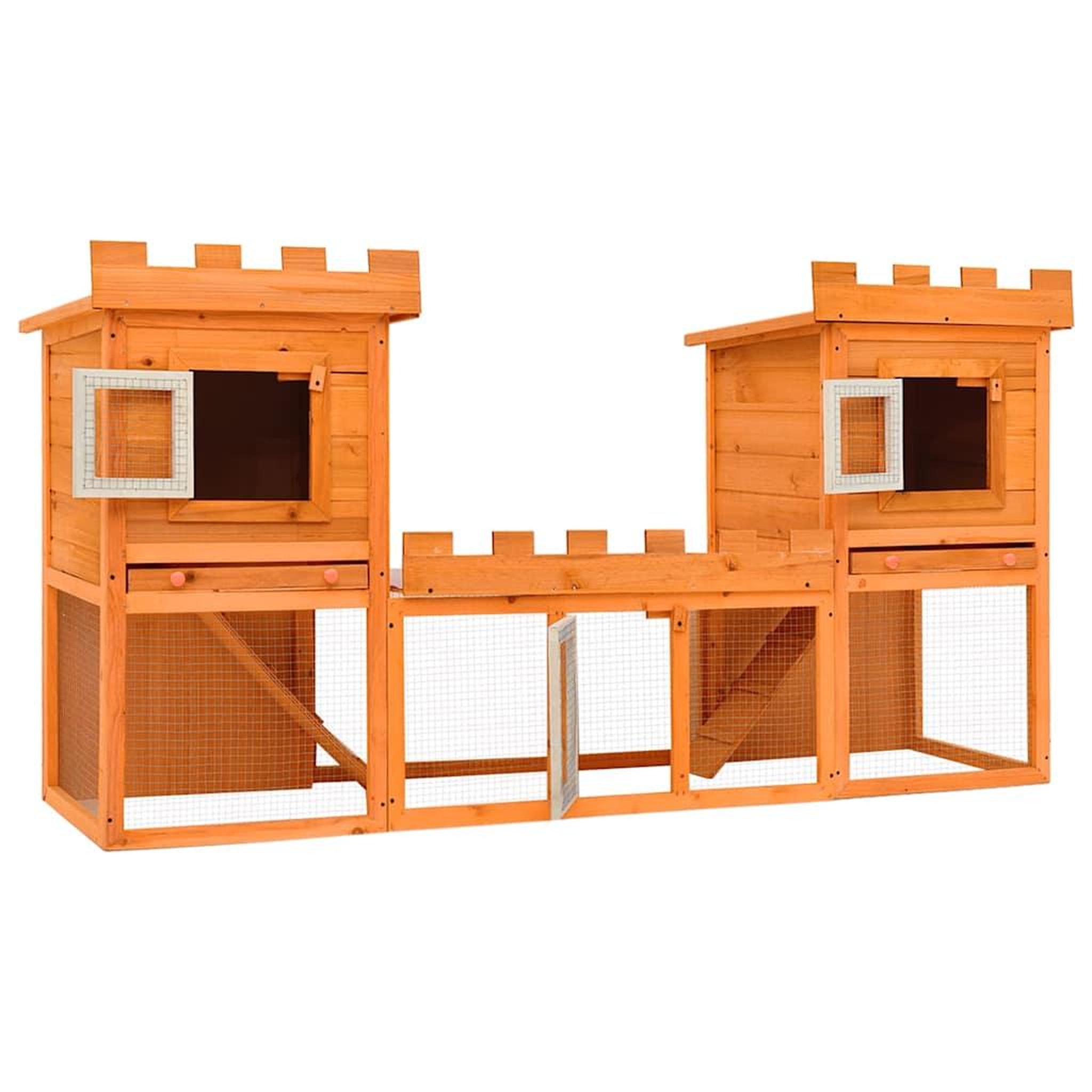 Voir la diapositive 5 : VIDAXL Clapier large d'exterieur avec maison double