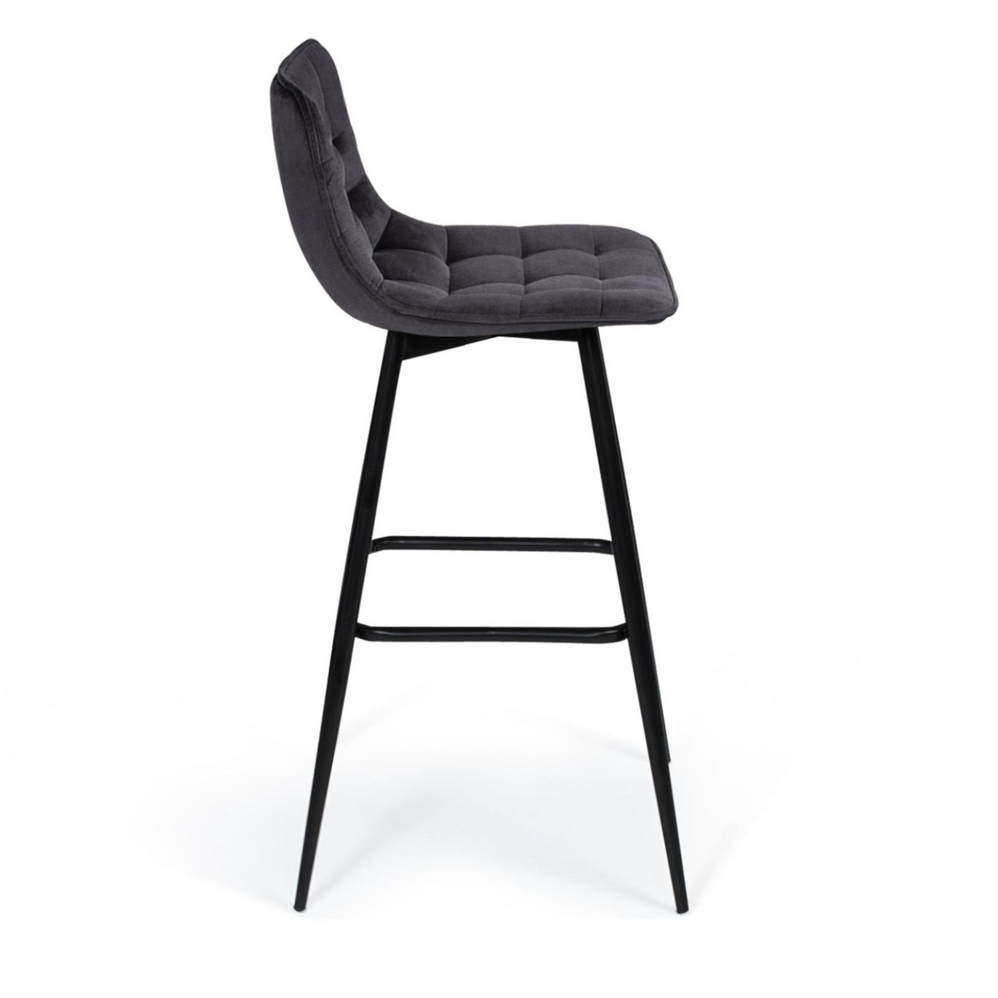 Voir la diapositive 5 : ID MARKET Lot de 4 tabourets de bar mady en velours gris foncé