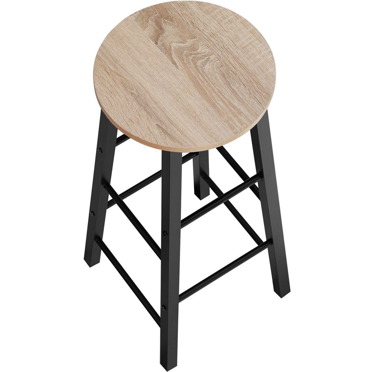 tectake Lot de 2 tabourets de bar style industriel Bois clair industriel, Chêne Sonoma