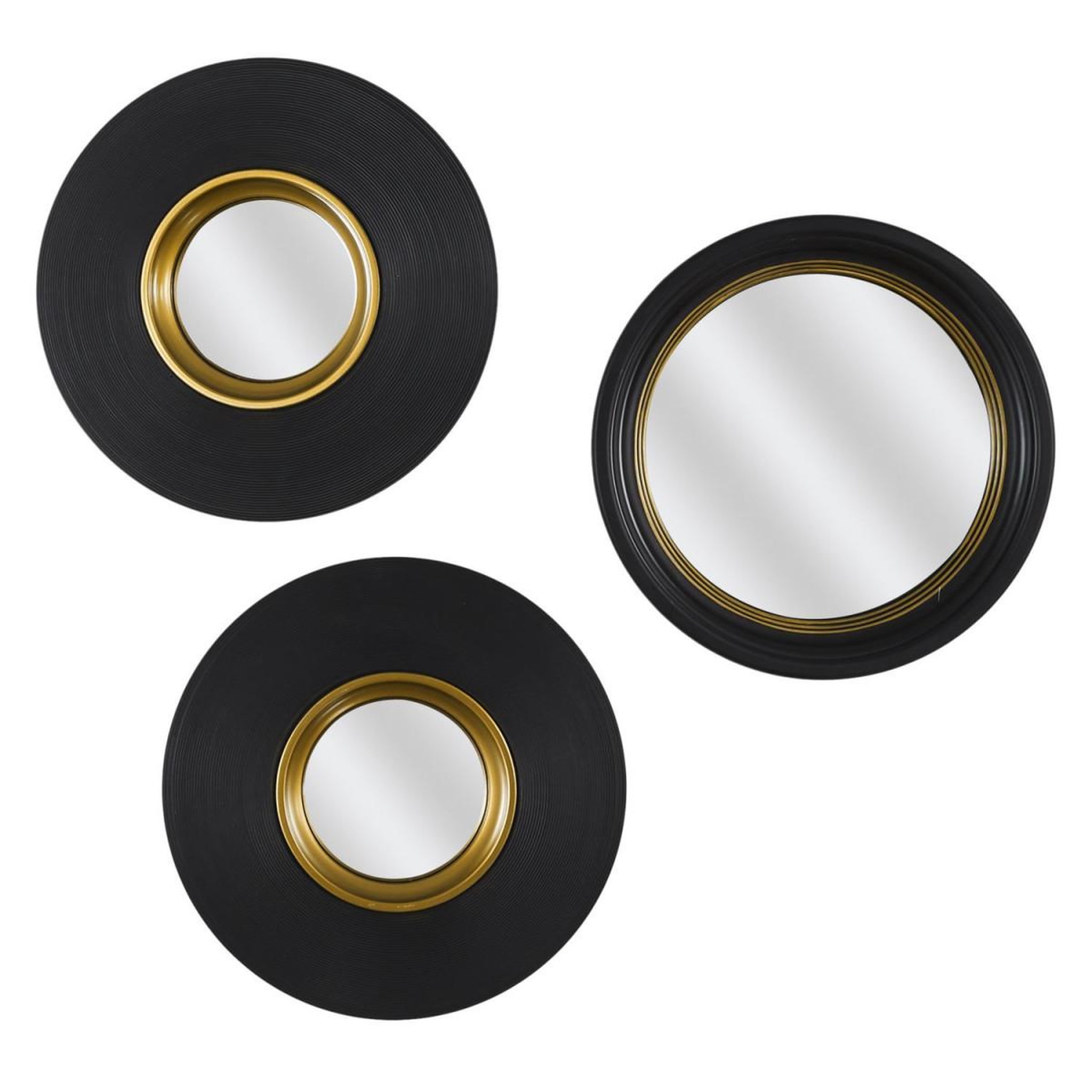 Voir la diapositive 3 : The Home Deco Factory Lot de 3 Miroirs Déco Ronds  Oko  25cm Noir
