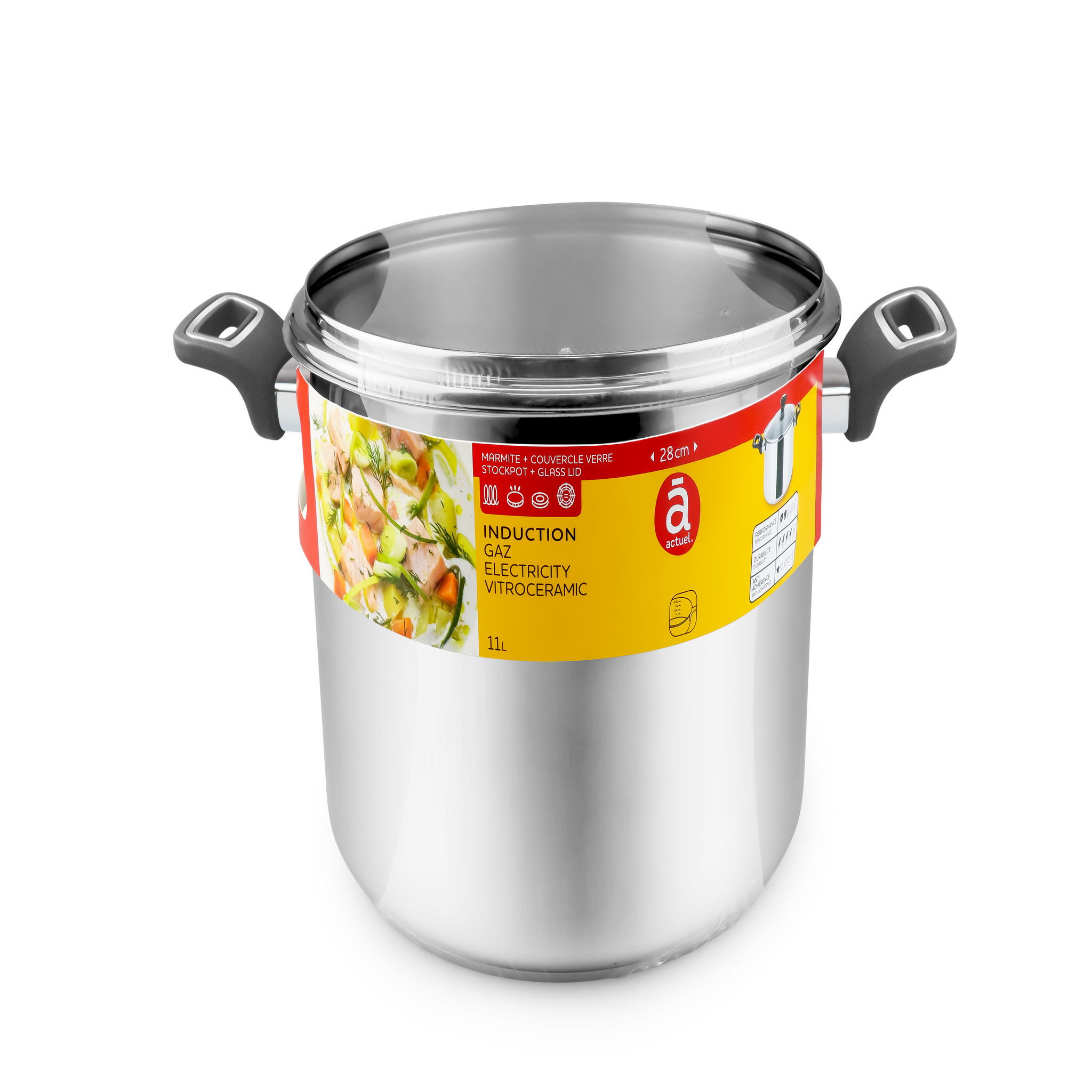 Voir la diapositive 2 : ACTUEL Faitout induction inox  28 cm - 11 litres