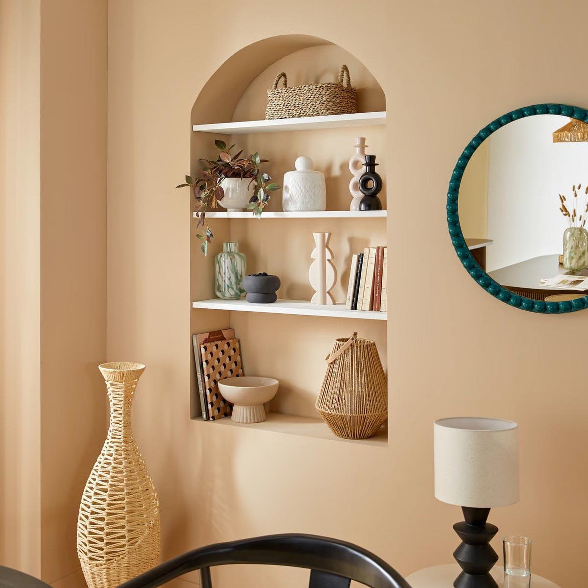 Voir la diapositive 2 : ATMOSPHERA Totem déco en dolomite  mala  25cm beige