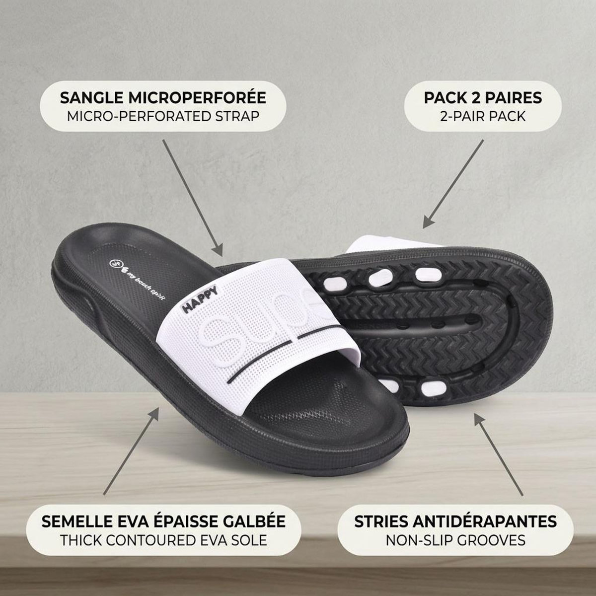 OZABI OZABI Pack 2 Paires Claquettes Adulte EVA Microperforée