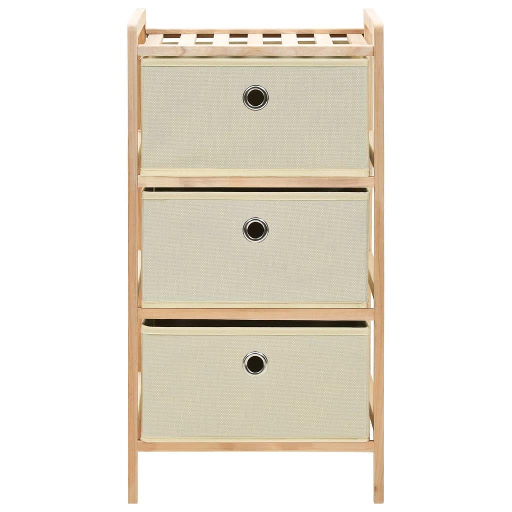 Voir la diapositive 2 : VIDAXL Etagere de rangement 3 paniers Tissu Bois de cedre Beige