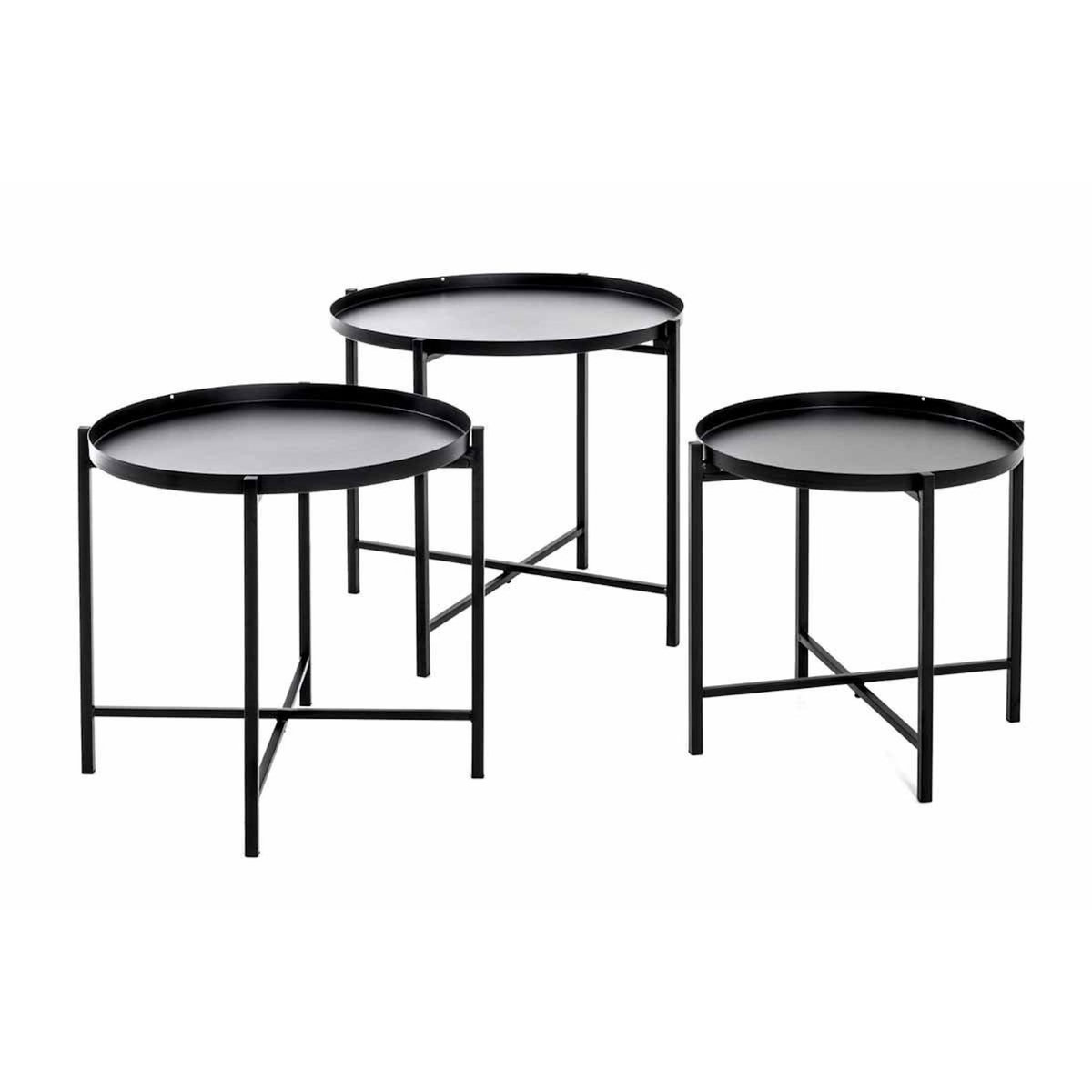 Paris Prix Lot de 3 Tables d'Appoint Design  Kwami  48cm Noir