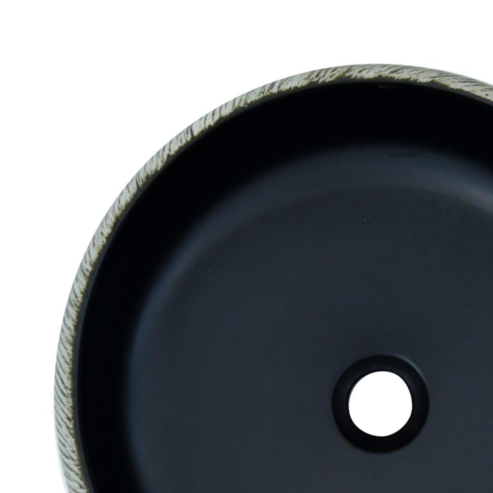Voir la diapositive 5 : VIDAXL Vasque a poser noir et gris rond Φ41x14 cm ceramique