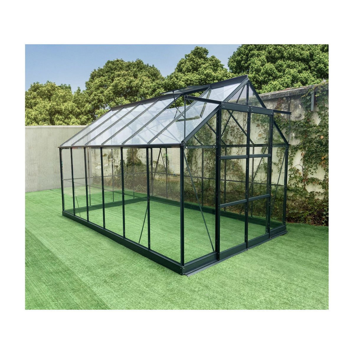 GREEN PROTECT Serre de jardin en verre trempé 8,98m² 