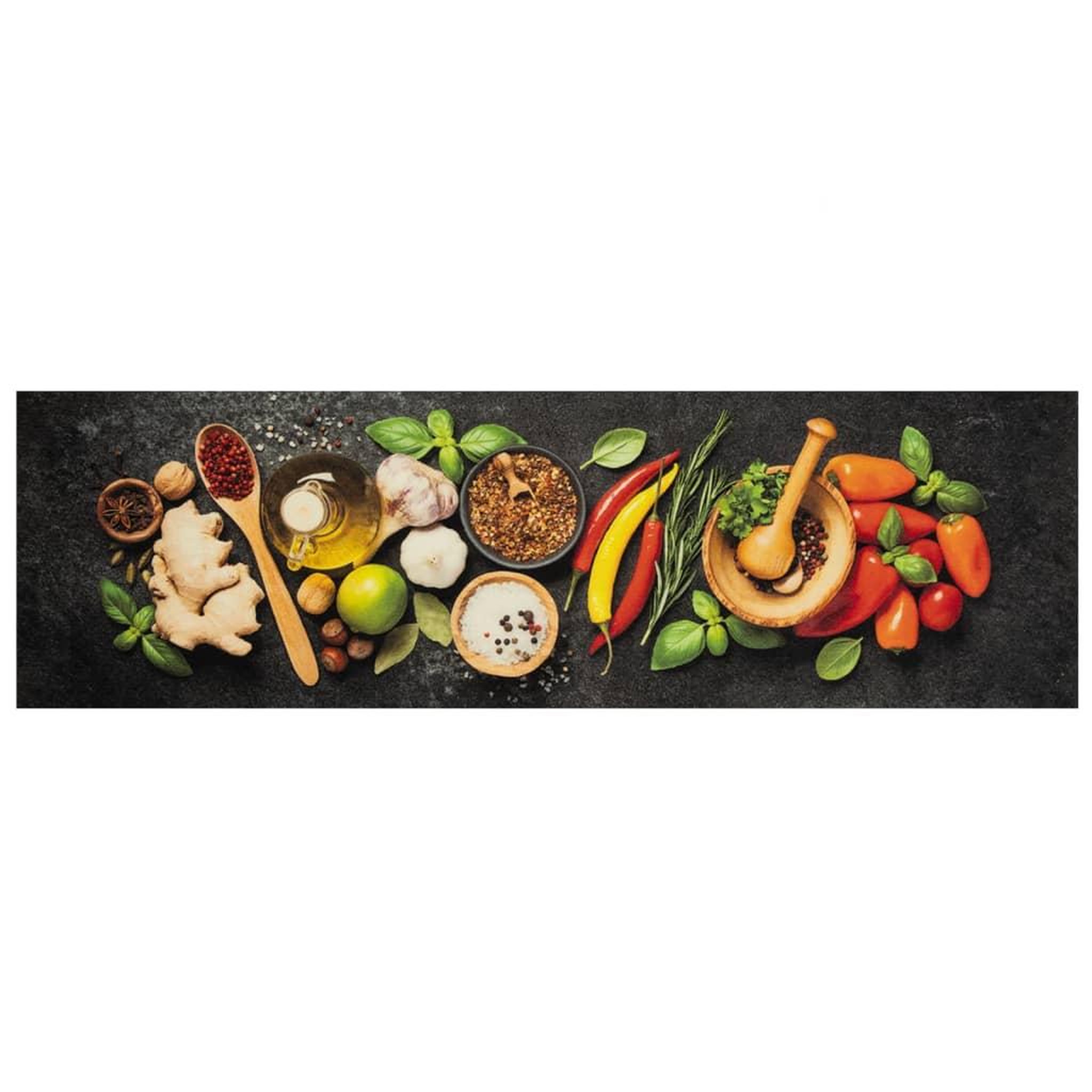 Voir la diapositive 2 : VIDAXL Tapis de cuisine lavable impression d'epices 45x150 cm velours