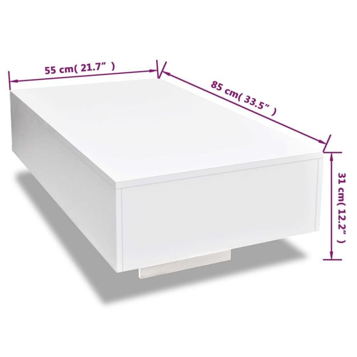 VIDAXL Table basse blanc brillant