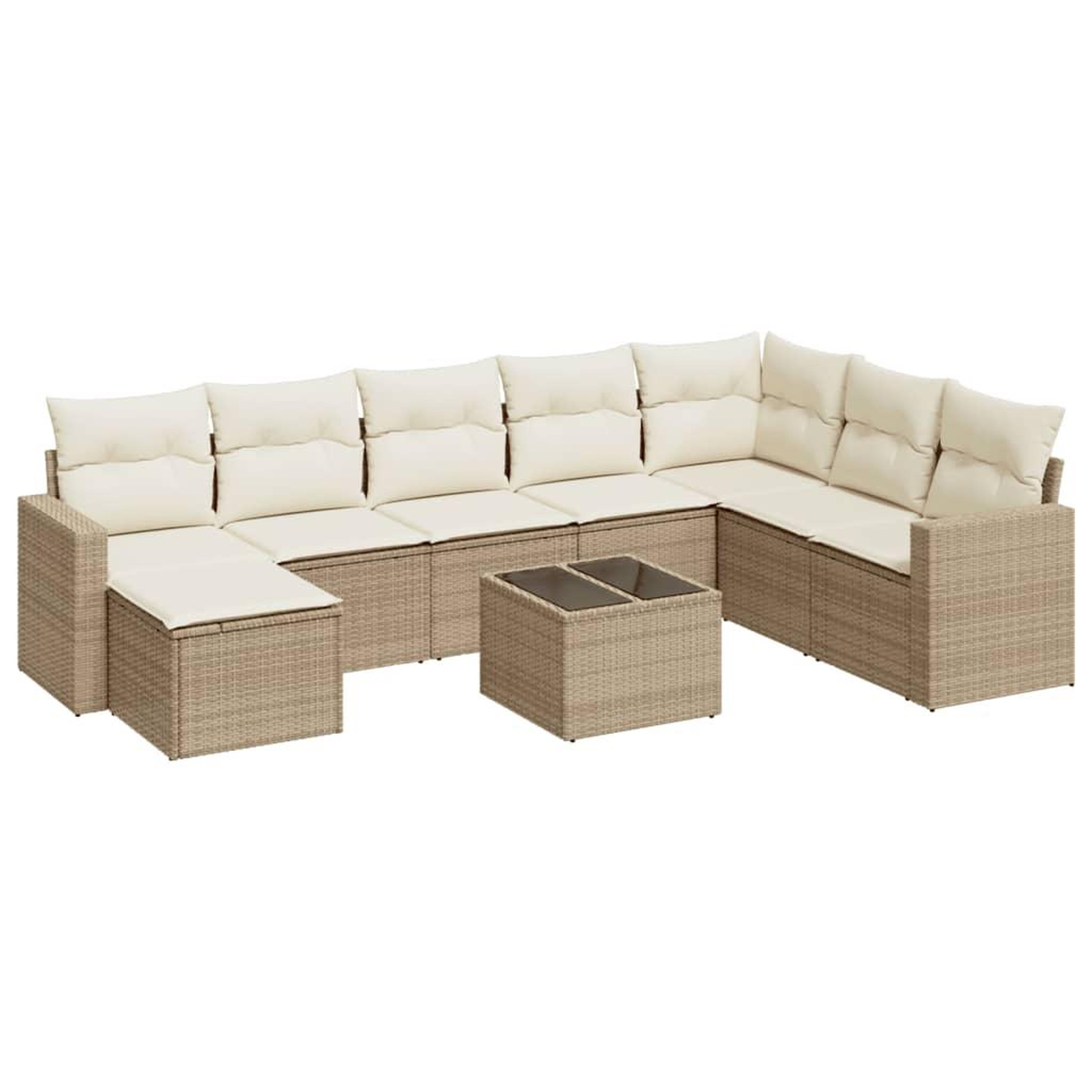 Voir la diapositive 2 : VIDAXL Salon de jardin avec coussins 9 pcs beige resine tressee