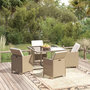 Voir la diapositive 1 : VIDAXL Ensemble a manger de jardin et coussins 5 pcs Poly rotin Beige
