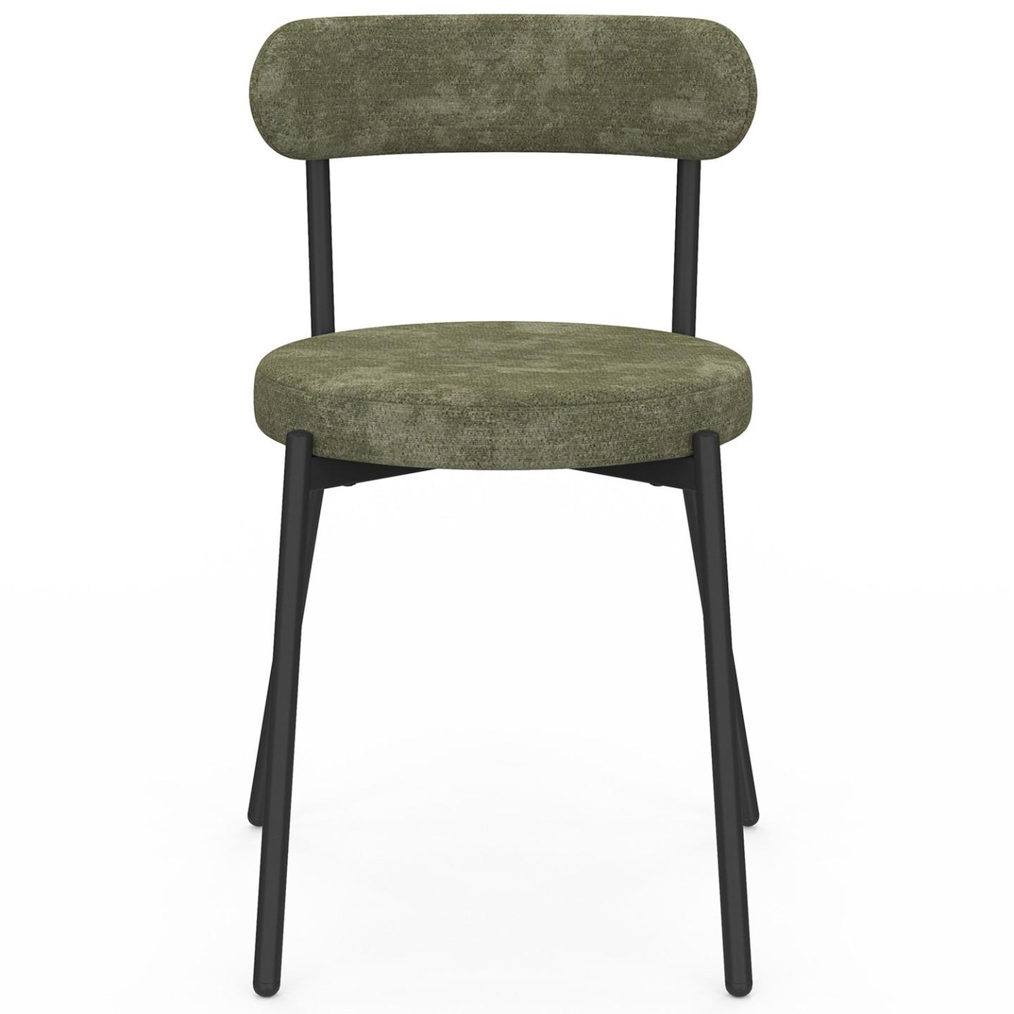 Voir la diapositive 3 : ID MARKET Lot de 6 chaises miki dossier incurvé en tissu chenille mix color vert x2, écru x2, gris foncé x2 pieds en métal noir