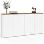 Voir la diapositive 1 : ID MARKET Buffet 160 cm TOBY 4 portes blanc et plateau bois