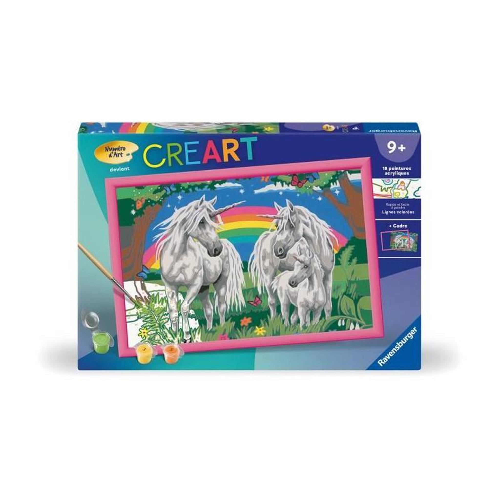 RAVENSBURGER CreArt Kids 31x21cm Au pays des licornes, Kit de peinture par numéros Numéro d'Art, Des 9 ans, 25849, Ravensburger