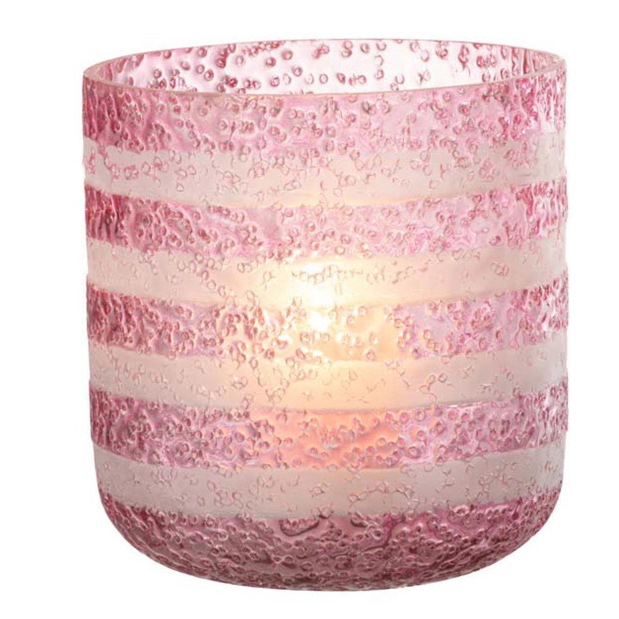 Voir la diapositive 2 : J-LINE Photophore Design en Verre  Lignes  15cm Rose