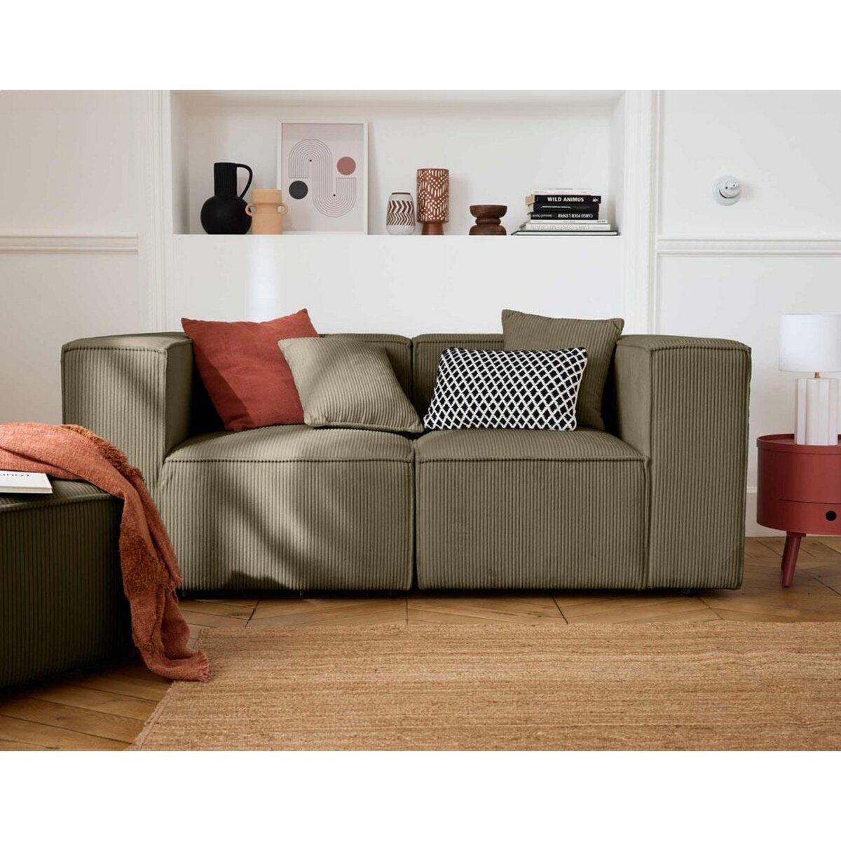 LISA DESIGN Arty - canapé modulable 2 places - en velours côtelé