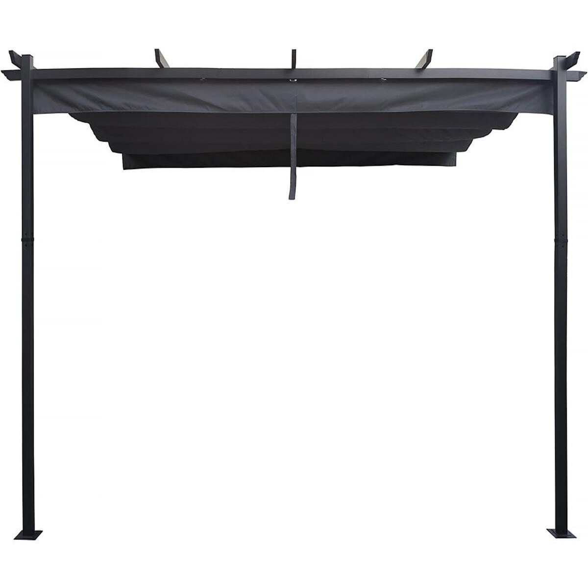 Habitat et Jardin Pergola adossée en aluminium avec toit rétractable-  3 x 4 m -  Gris