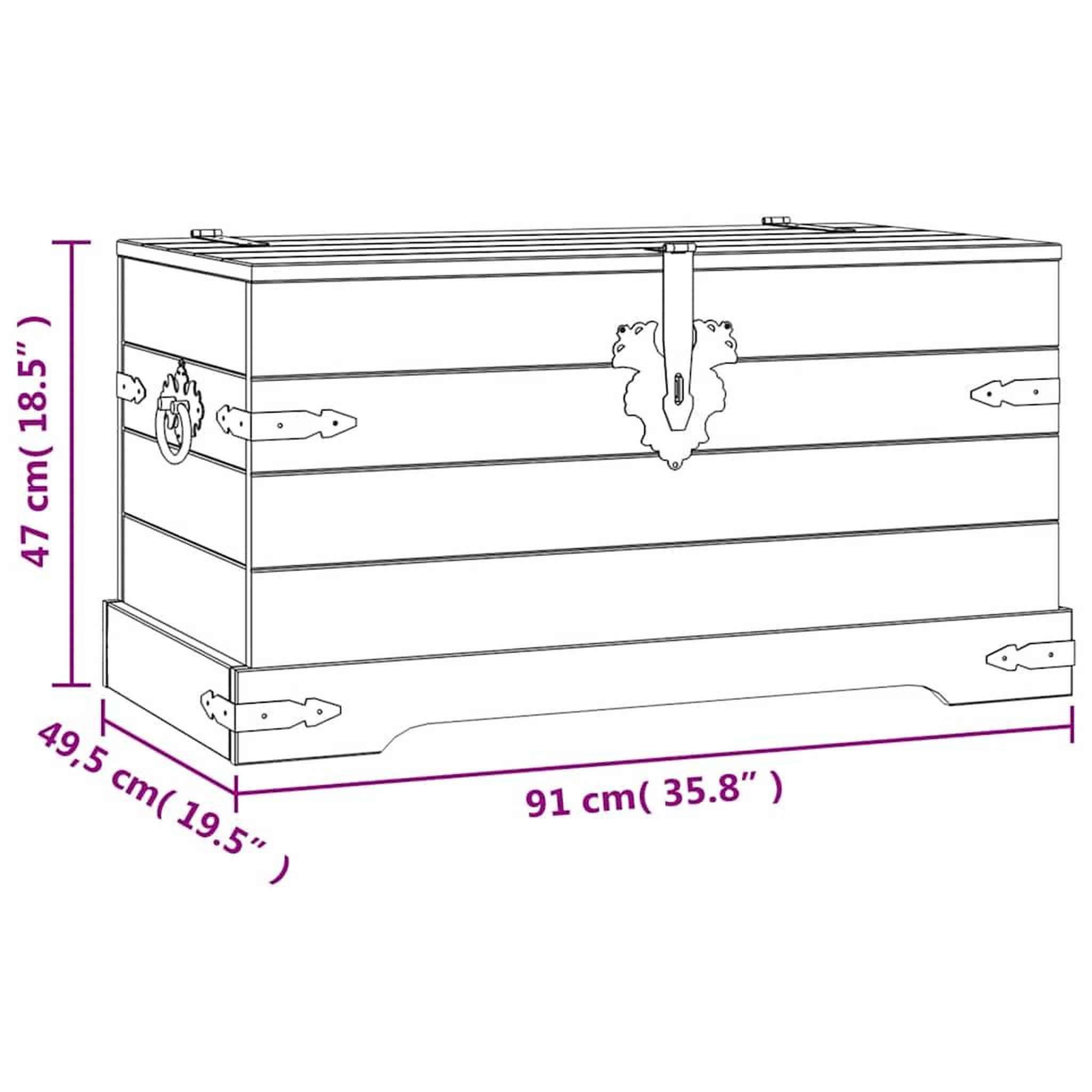 Voir la diapositive 6 : VIDAXL Coffre de rangement pin mexicain gamme  91x49,5x47 cm